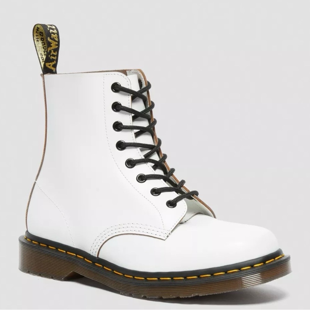 Dr. Martens 1460 Vintage Made in England White Boots with Black Laces